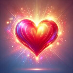 an image of a red-orange glowing LOVE heart