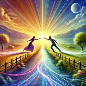 a cartoon image symbolizing reconnection--2 people are reconnecting in this image