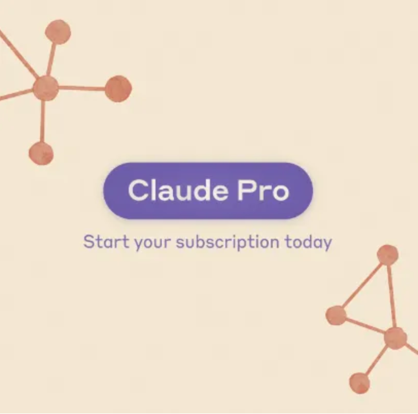 Claude Pro logo. Says, "Start your subscription today"