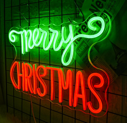 LED Neon Christmas Sign in red and green