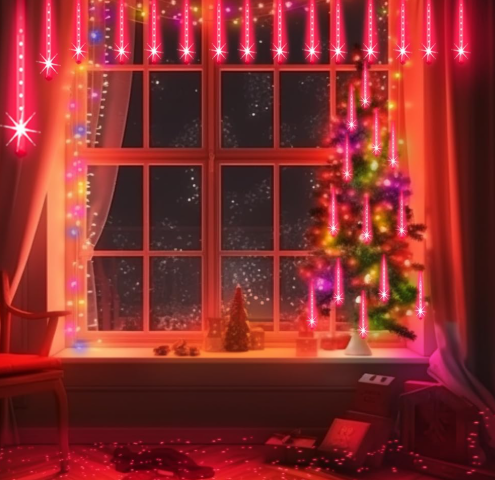 Red LED Icicle lights