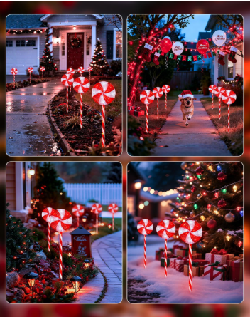 Lollipop Christmas Pathway Lights Outdoor