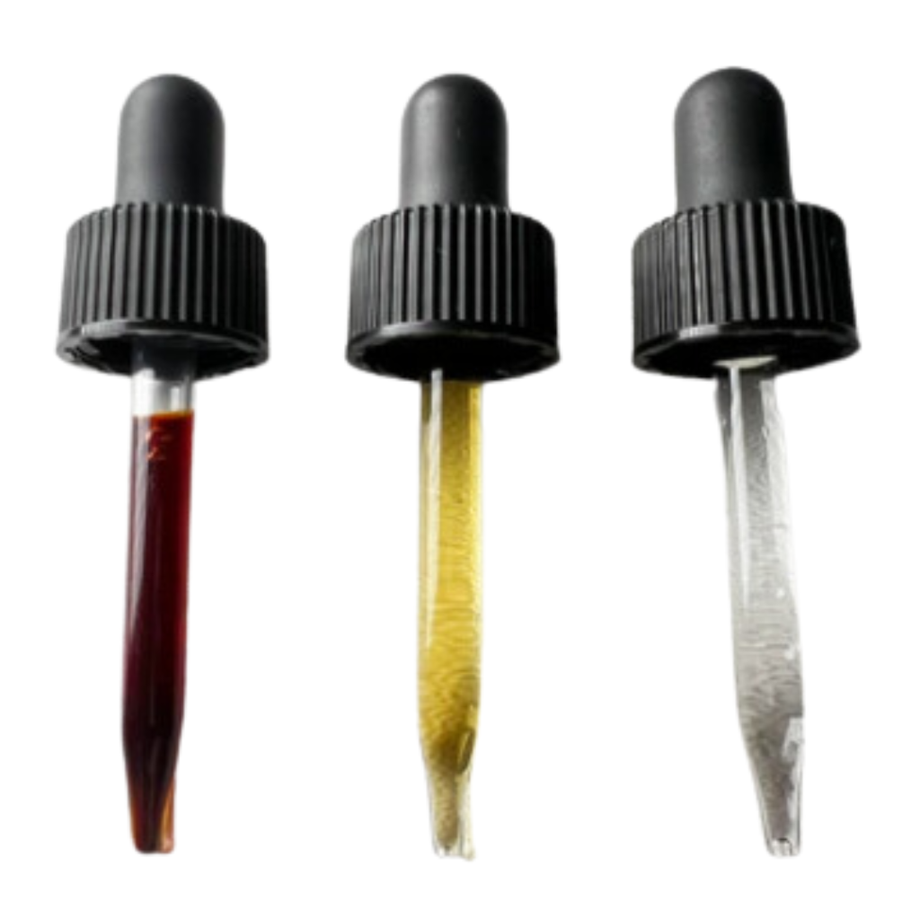 an image of 3 droppers each with serums. All 3 droppers of serums are different in color (dark, medium, light-color)