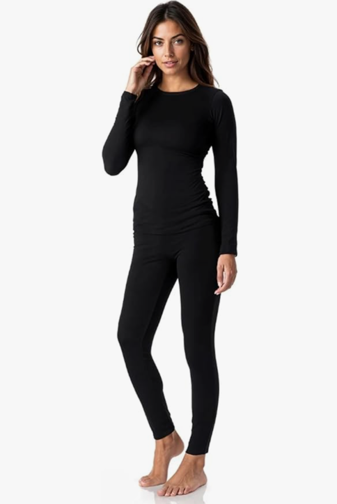 Thermajane Long Johns Thermal Underwear for Women Fleece Lined Base Layer Pajama Set Cold Weather