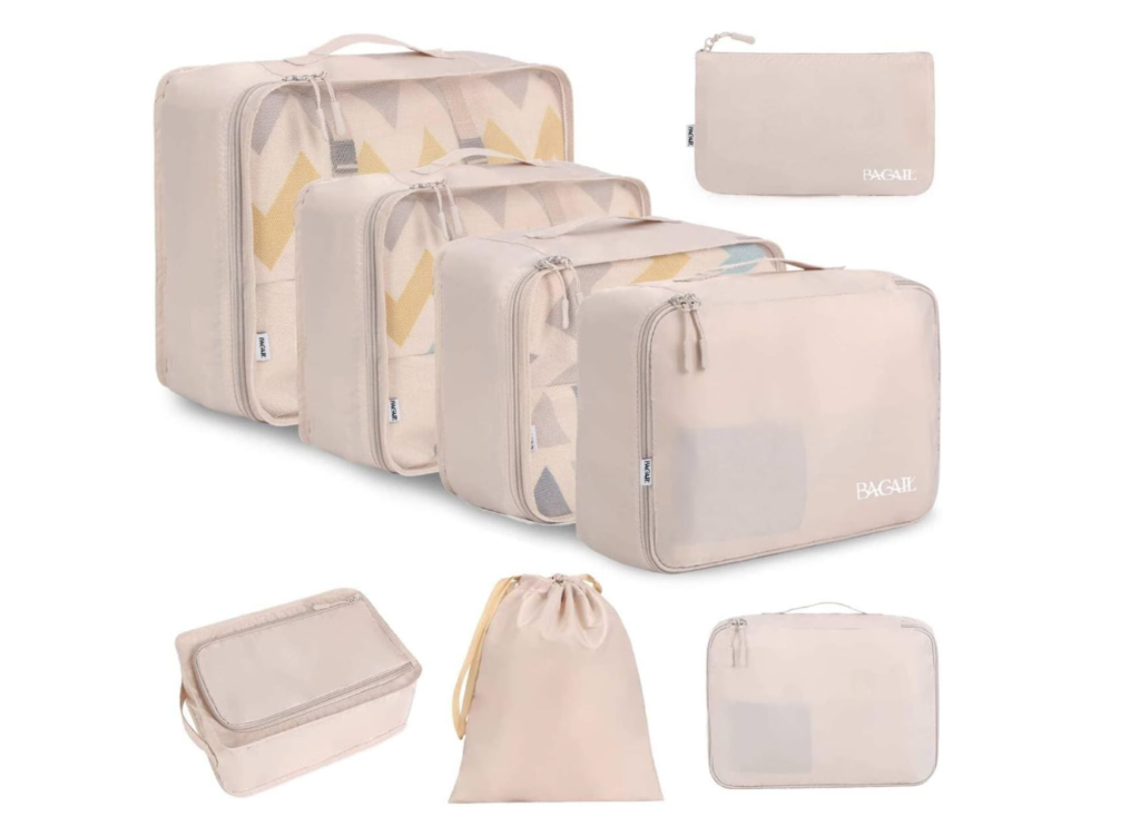 BAGAIL 8 Set Packing Cubes Luggage Packing Organizers for Travel Accessories-Cream