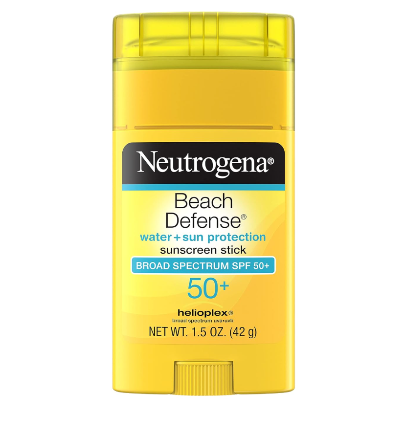 Neutrogena Beach Defense Water-Resistant SPF 50+ Sunscreen Stick, Broad Spectrum UVA/UVB Protection, PABA- & Oxybenzone-Free Face & Body Sunscreen