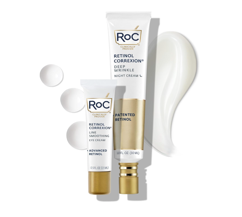 a tube of RoC Retinol Correxion Value Set Duo, Deep Wrinkle Anti-Aging Night Face Cream