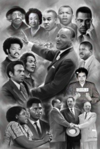 a black and white picture of some of the most influential leaders in the civil rights movement