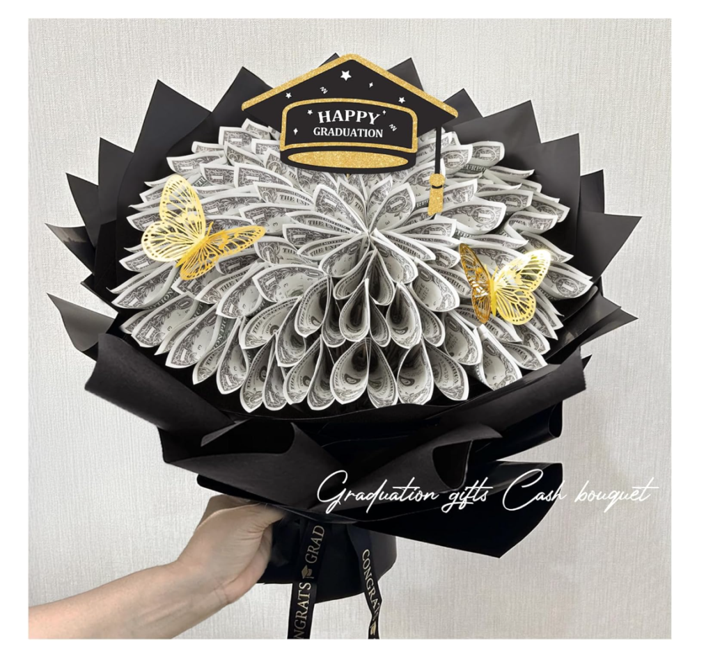 an image of a money bouquet filled with $1 bills