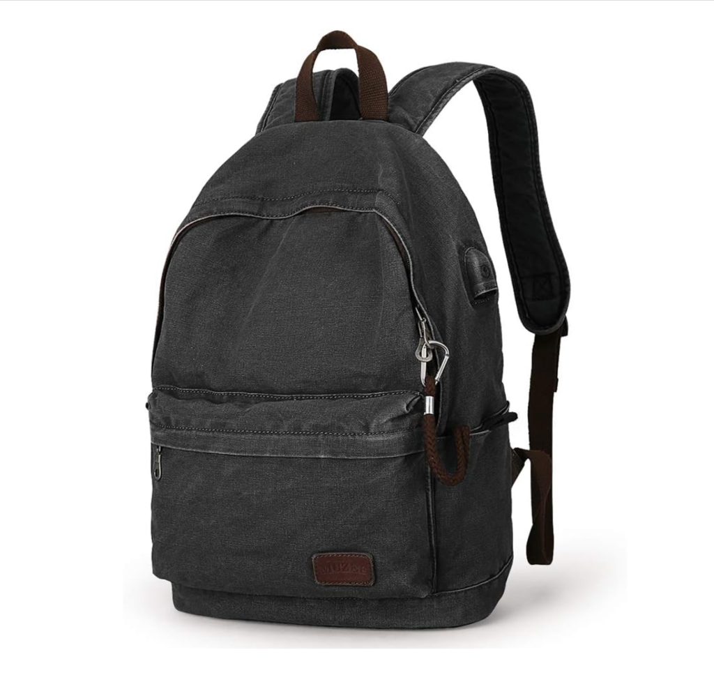 best backpacks for middle school - an image of the Muzee Canvas Backpack in black