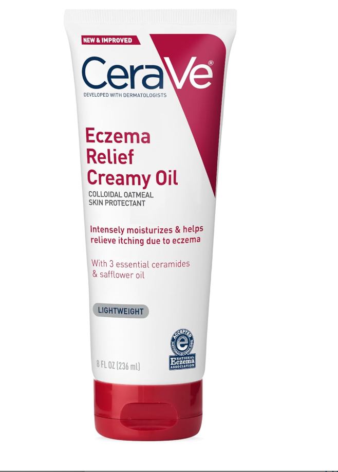 best eczema creams for African American skin - a bottle of Cerave Eczema Relief Creamy Oil