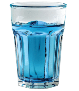 Can a Tonic Really Burn Belly Fat? an image of blue glass of water that's more than half full