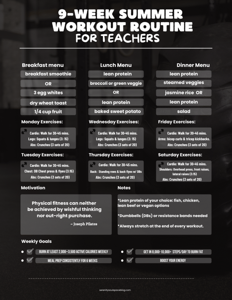 summer workout routine for teachers diet and workout plan