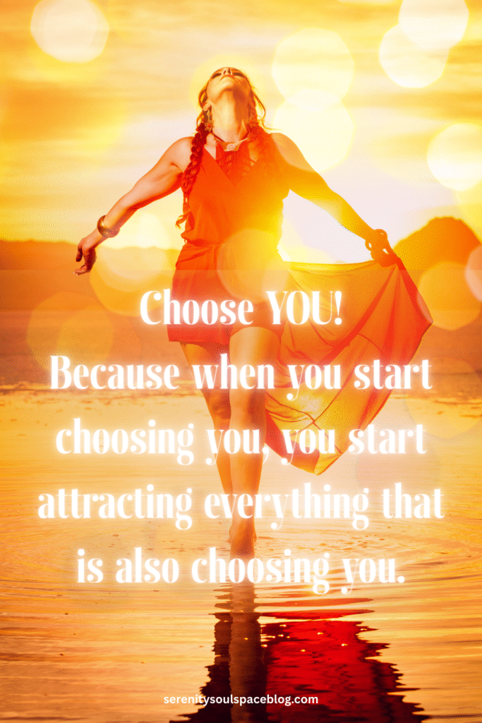 affirmations for goddess energy - a sparkling overlay of gold shimmers over the image of a woman in a standing pose of liberation looking up towards the sky with arms outstretched