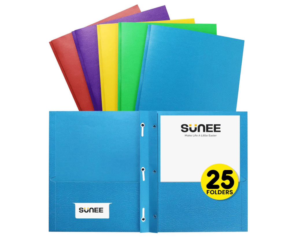Amazon back to school savings - pocket folders in bulk with brads
