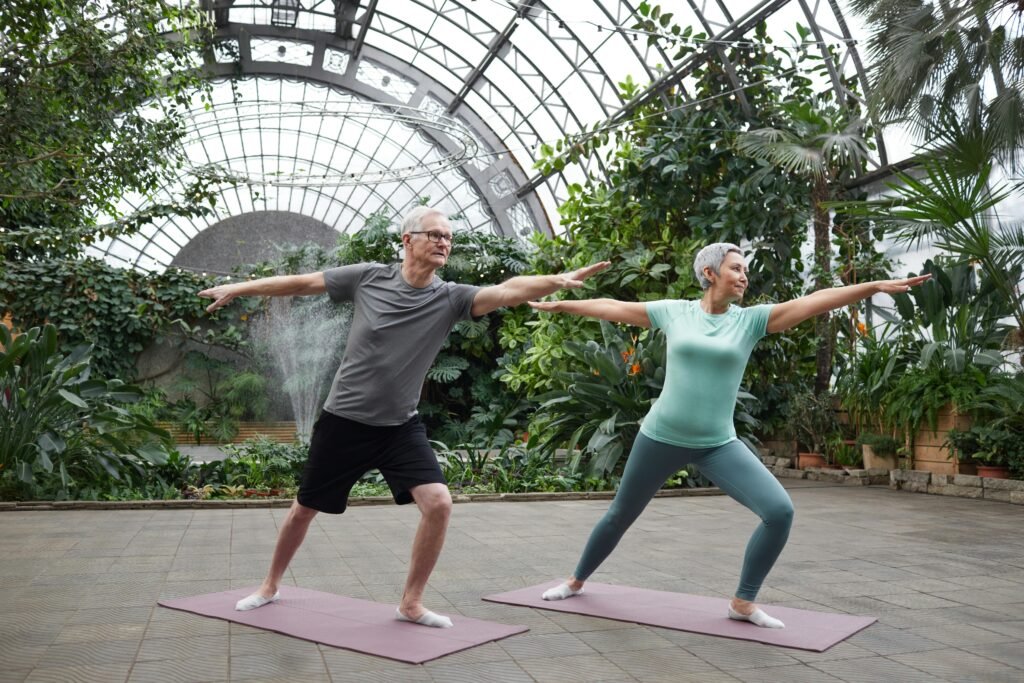 What Morning Habits Increase Dementia - 2 senior citizens practicing yoga