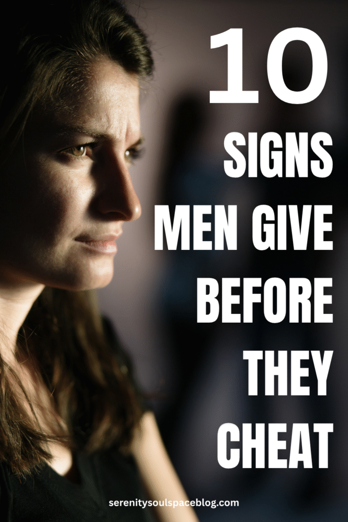 signs men give before they cheat - actual Pinterest pin for this article