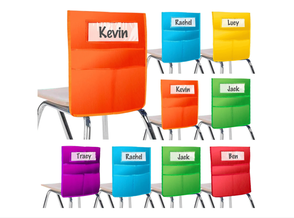 best school supplies for teachers - chair name tags or chair pockets
