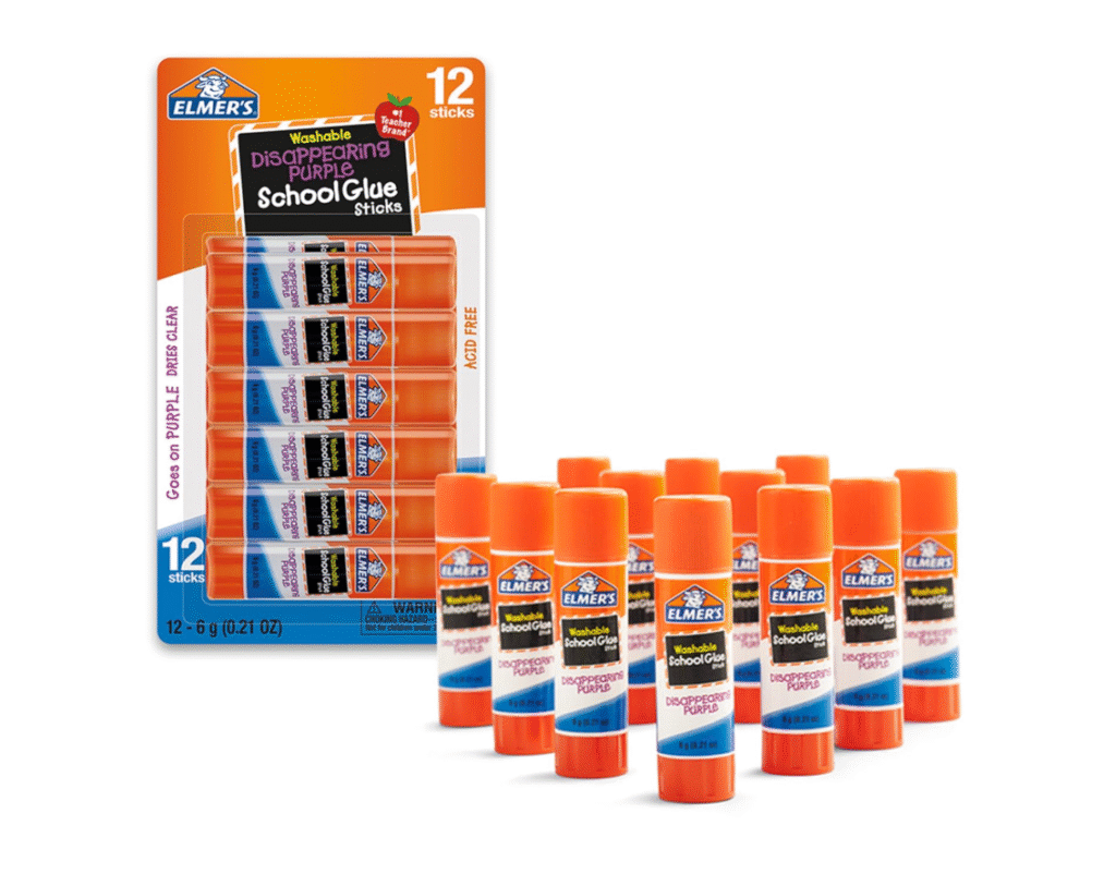 Amazon school supplies $5 and under - disappearing purple glue sticks