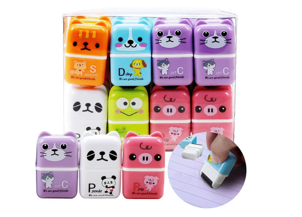 Amazon school supplies $5 and under - cartoon animal roller erasers
