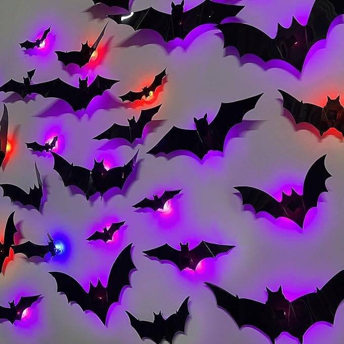 lighted bats wall decor