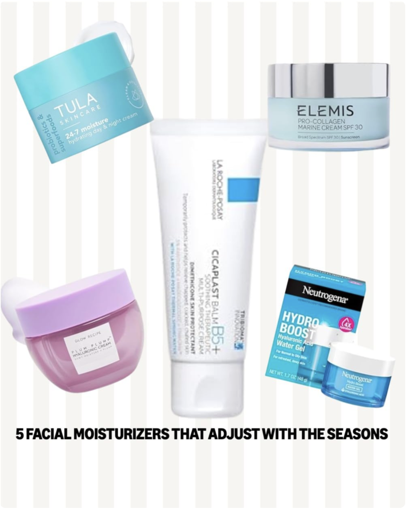 a collage of 5 face moisturizers from my Amazon storefront