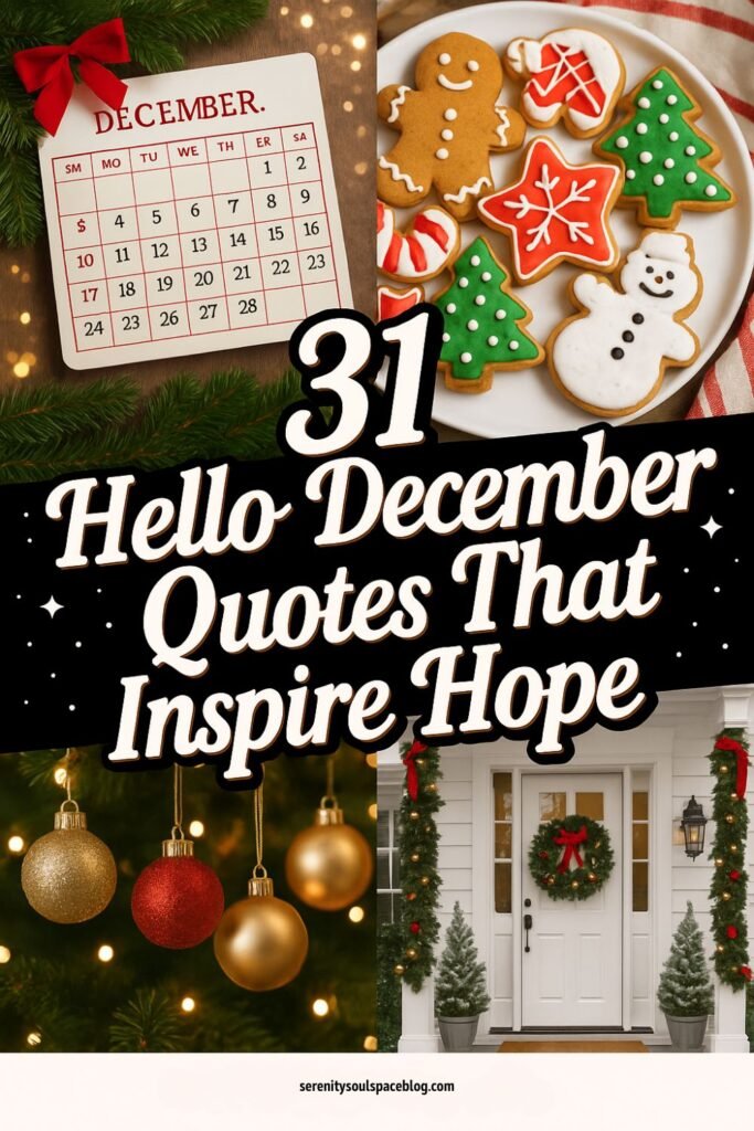 the actual Pinterest pin for this article, "31 Hello December Quotes That Inspire Hope"