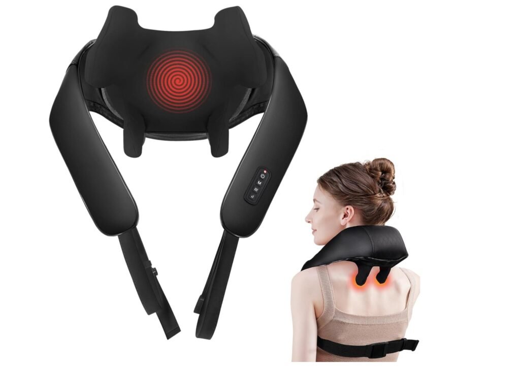 Cordless Neck & Back Massager with Heat – Deep Tissue, Rechargeable, 6D Kneading