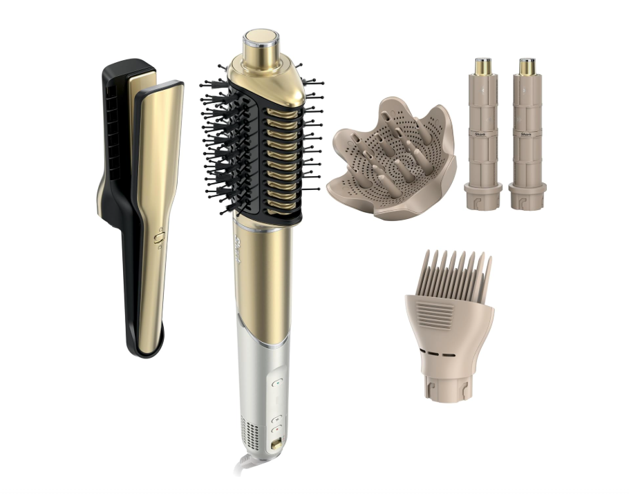 Shark Glam Ceramic Air Styling System with Silki Straightener & Glossi Glosser – Curl, Dry, Straighten, and Gloss for Curly & Coily Hair