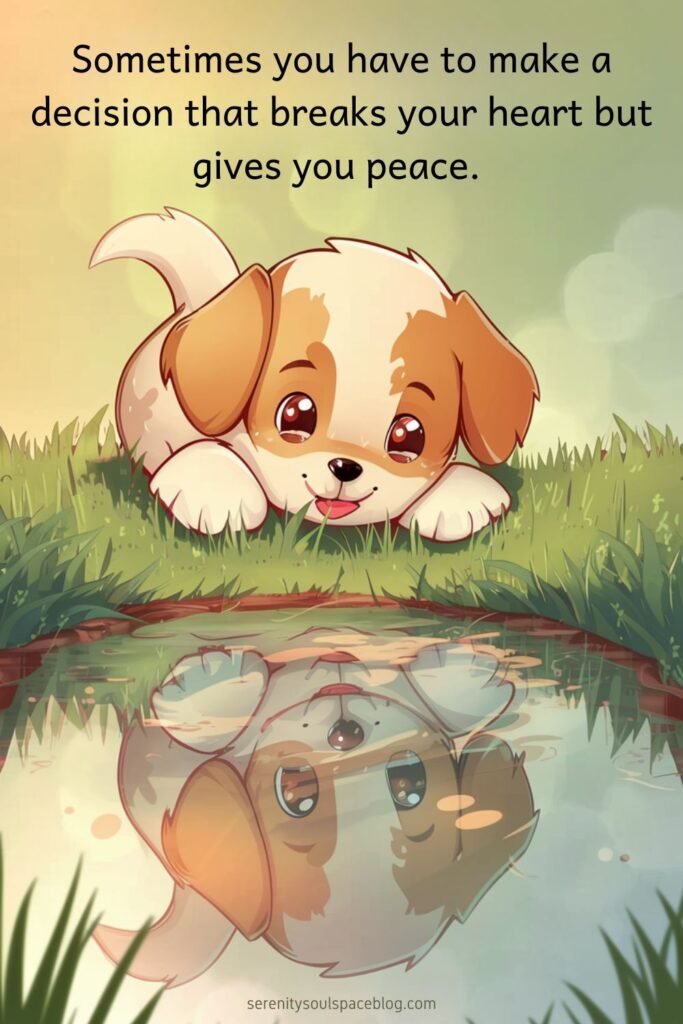 cute picture quote - a puppy sees its reflection in a pond